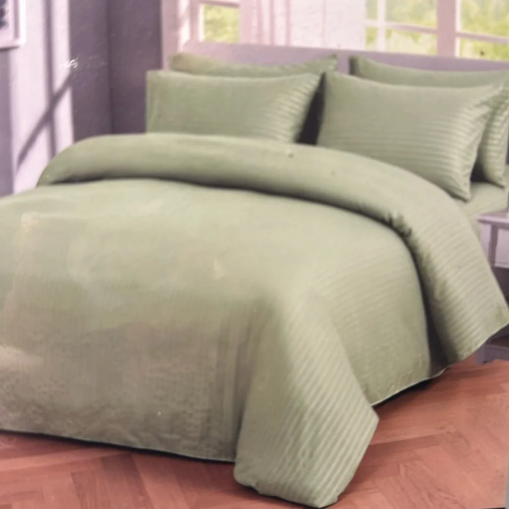 Transitional at Home 6pcQueen Sheet Set green apple embossed stripes